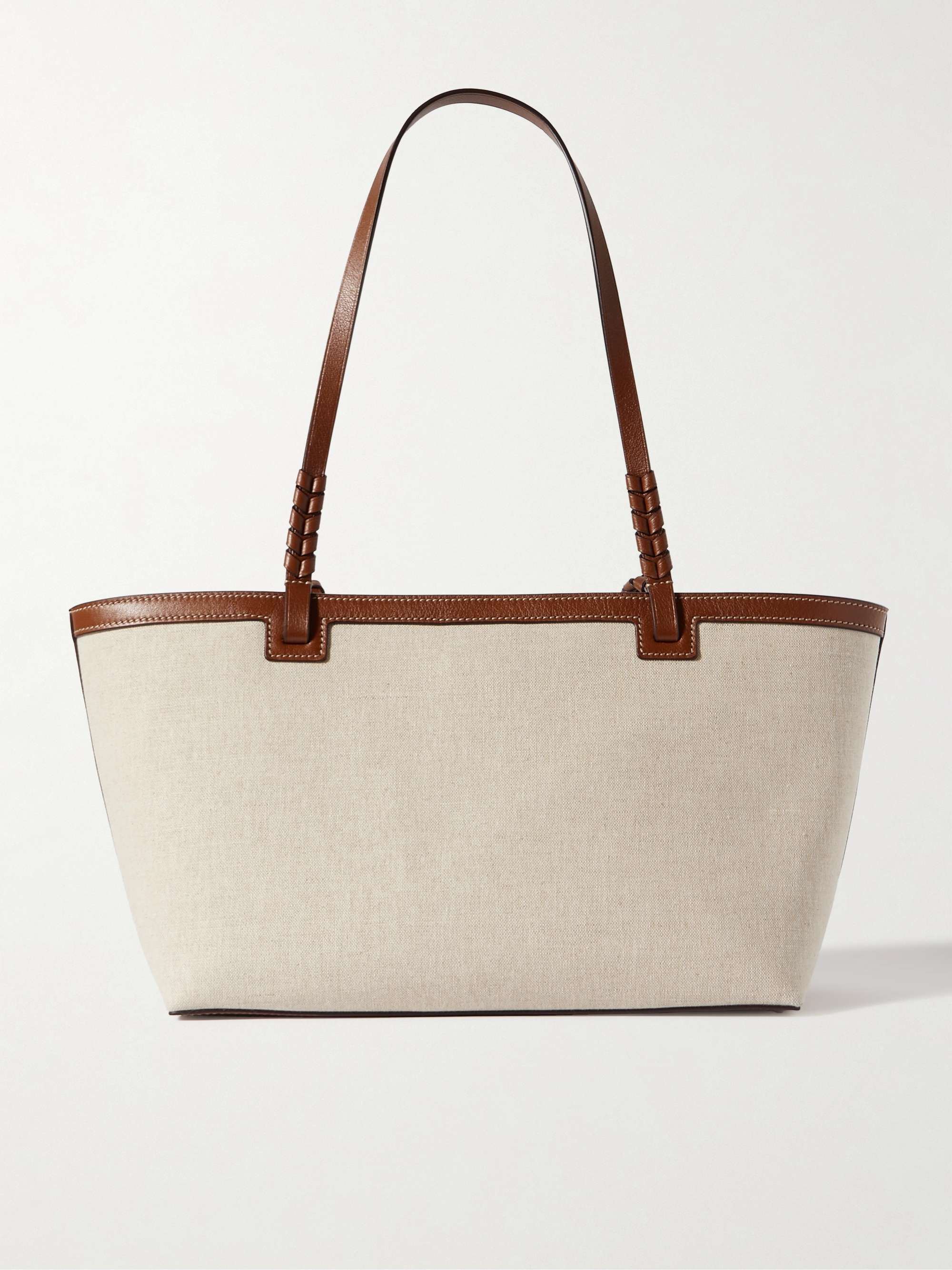 Cala 32 Leather-Trimmed Linen Tote