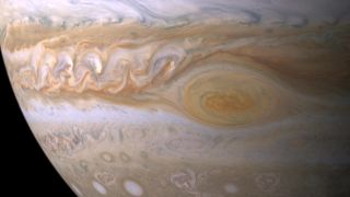 Jupiter's great red spot, captured by the Cassini spacecraft.