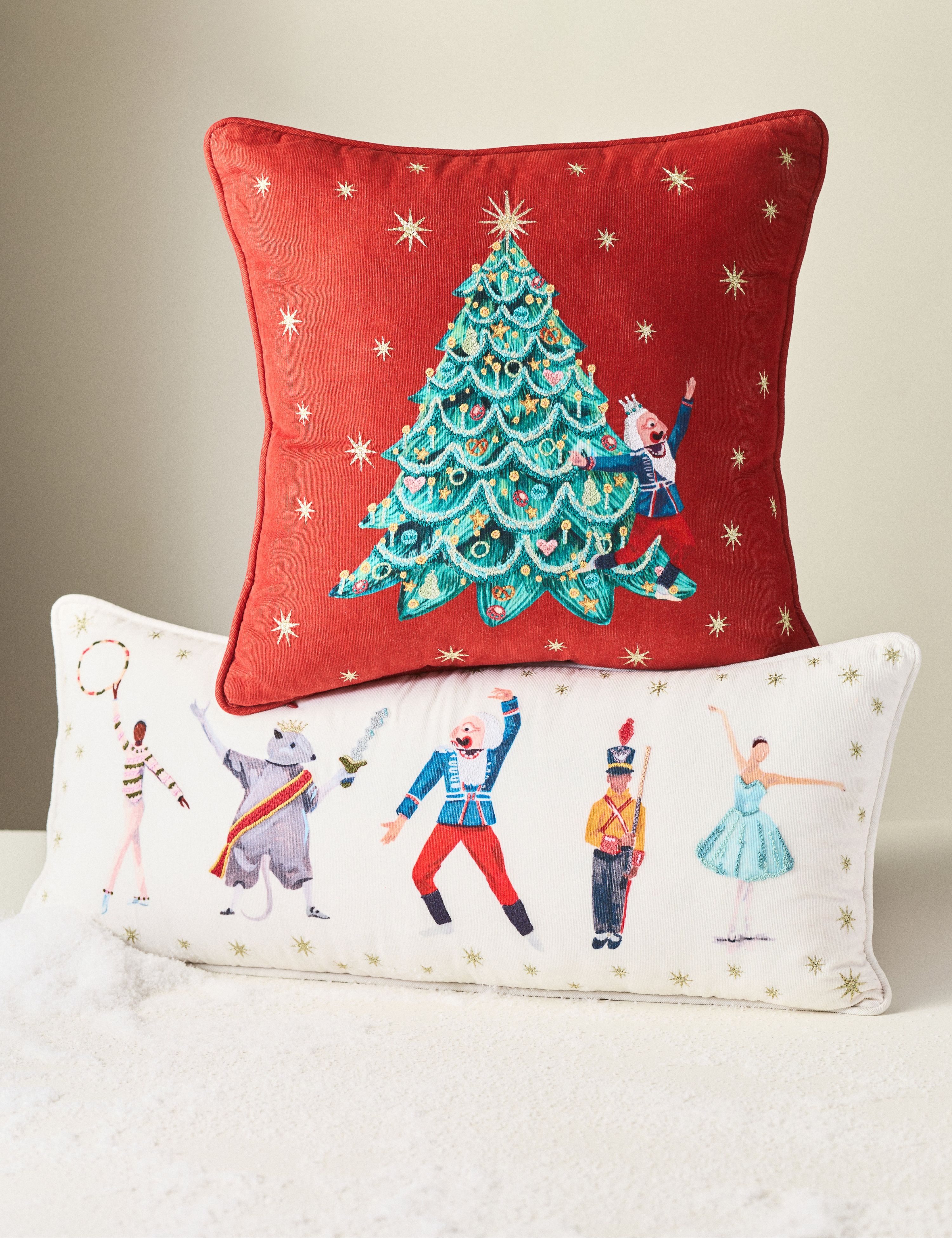 Anthropologie x New York City Ballet throw pillows in red and cream