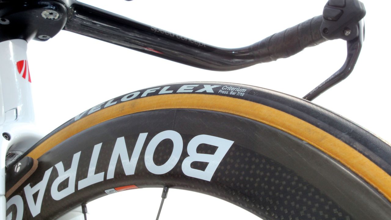 Veloflex tubulars get a little more air for time-trial stages.