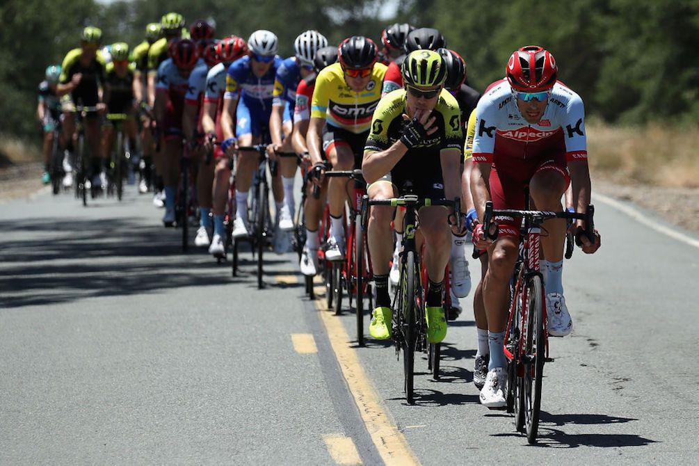 Katusha-Alpecin's Reto Hollenstein leads the bunch on stage 5 of the 2018 Tour of California