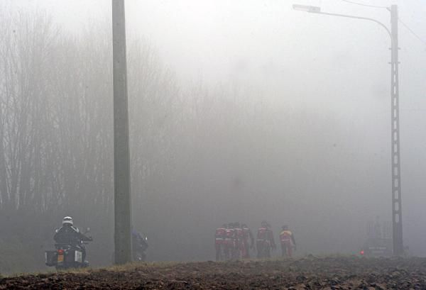 The BMC classics squad disappears into the fog.