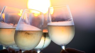 chilled glasses of white wine