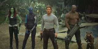 Gamora, Negula, Star-Lord, Drax and Rocket in Guardians of the Galaxy Vol. 2