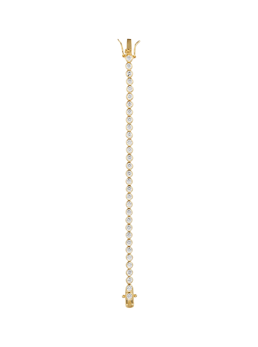 James Bezel Rivi&amp;Egrave;re Bracelet in Lab White Sapphire, 18k Gold Vermeil