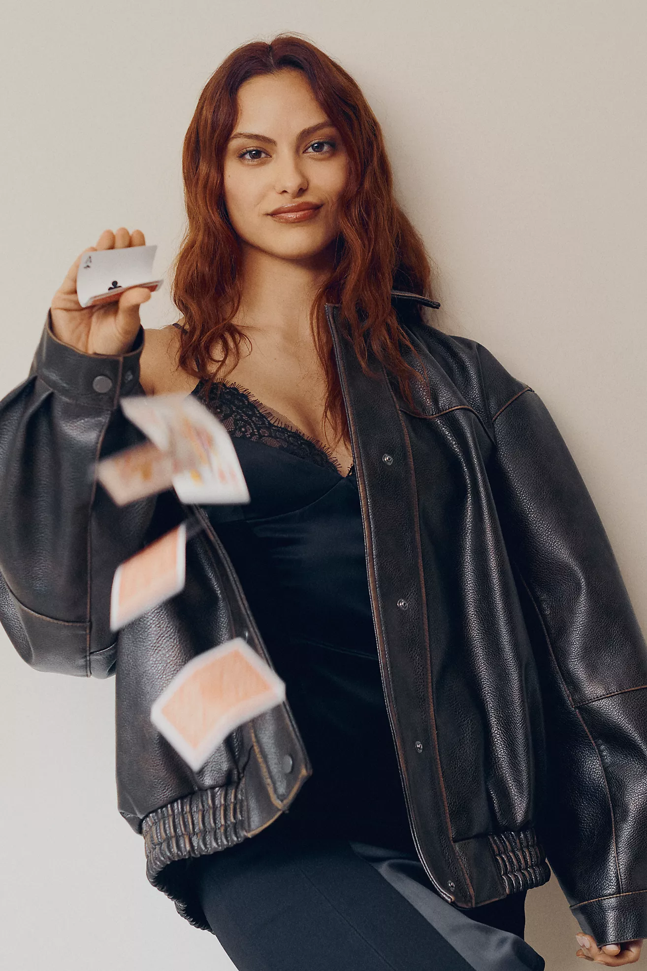 Pilcro Oversized Washed Faux-Leather Jacket