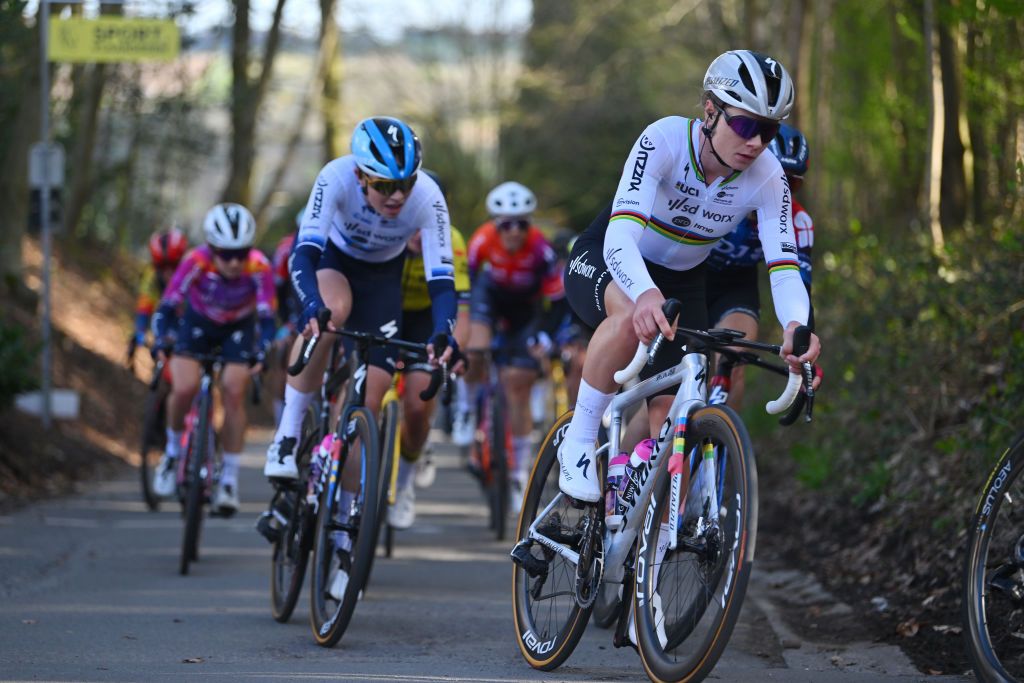 WAREGEM BELGIUM MARCH 27 Lotte Kopecky of Belgium and Team SD Worx Protime competes during the 12nd Dwars door Vlaanderen 2024 Womens Elite a 1299km one day race from Waregem to Waregem on March 27 2024 in Waregem Belgium Photo by Luc ClaessenGetty Images