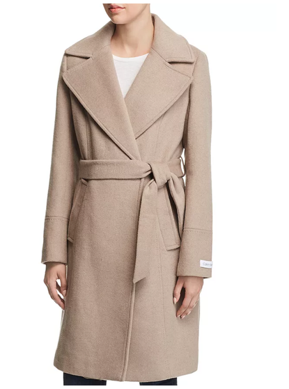 Calvin Klein Notched Collar Wrap Coat