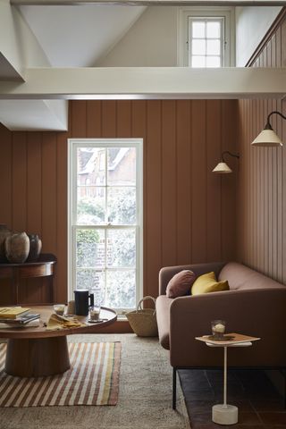 brown living room by Little Greene
