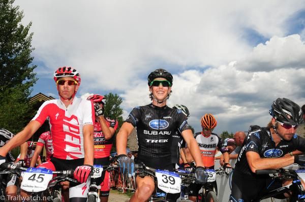 Front Row: Todd Wells (Specialized), Sam Schultz and Jeremy Horgan-Kobelski (both Subaru-Trek)