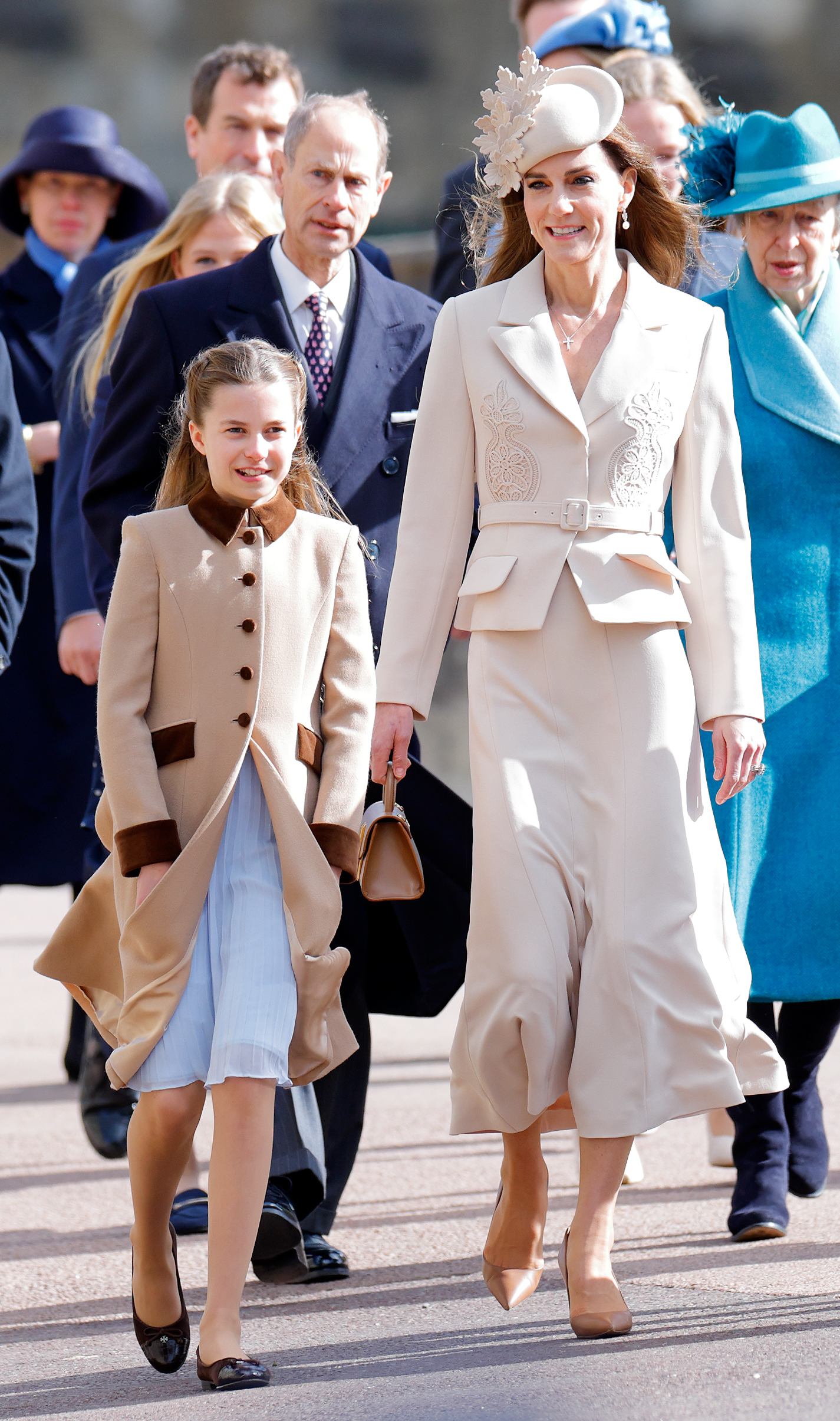 Princess Charlotte walking with Princess Kate on Easter