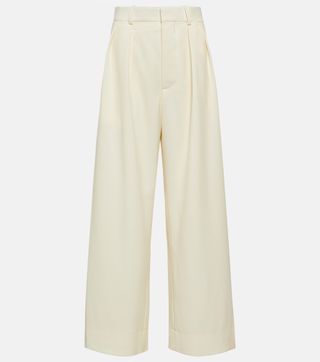 Low-Rise Wide-Leg Wool Pants