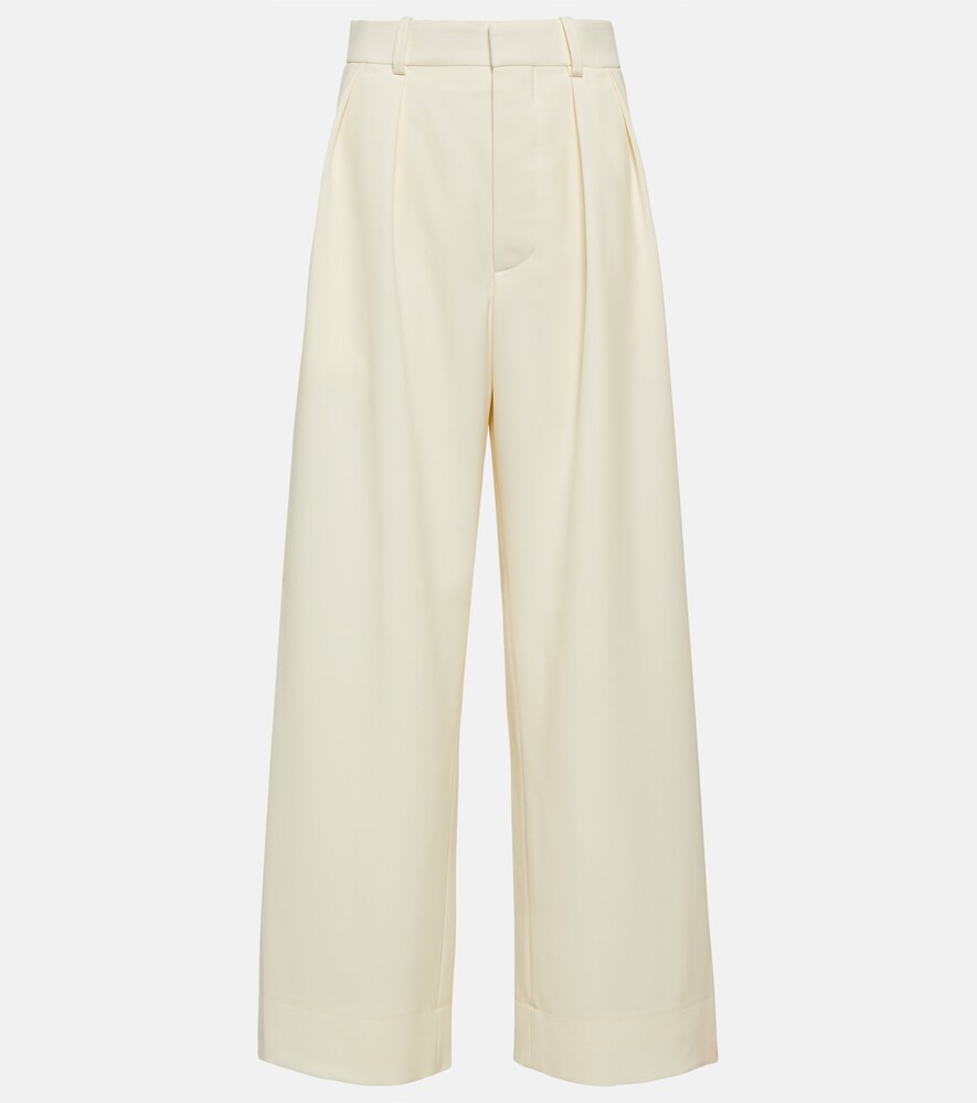 Low-Rise Wide-Leg Wool Pants