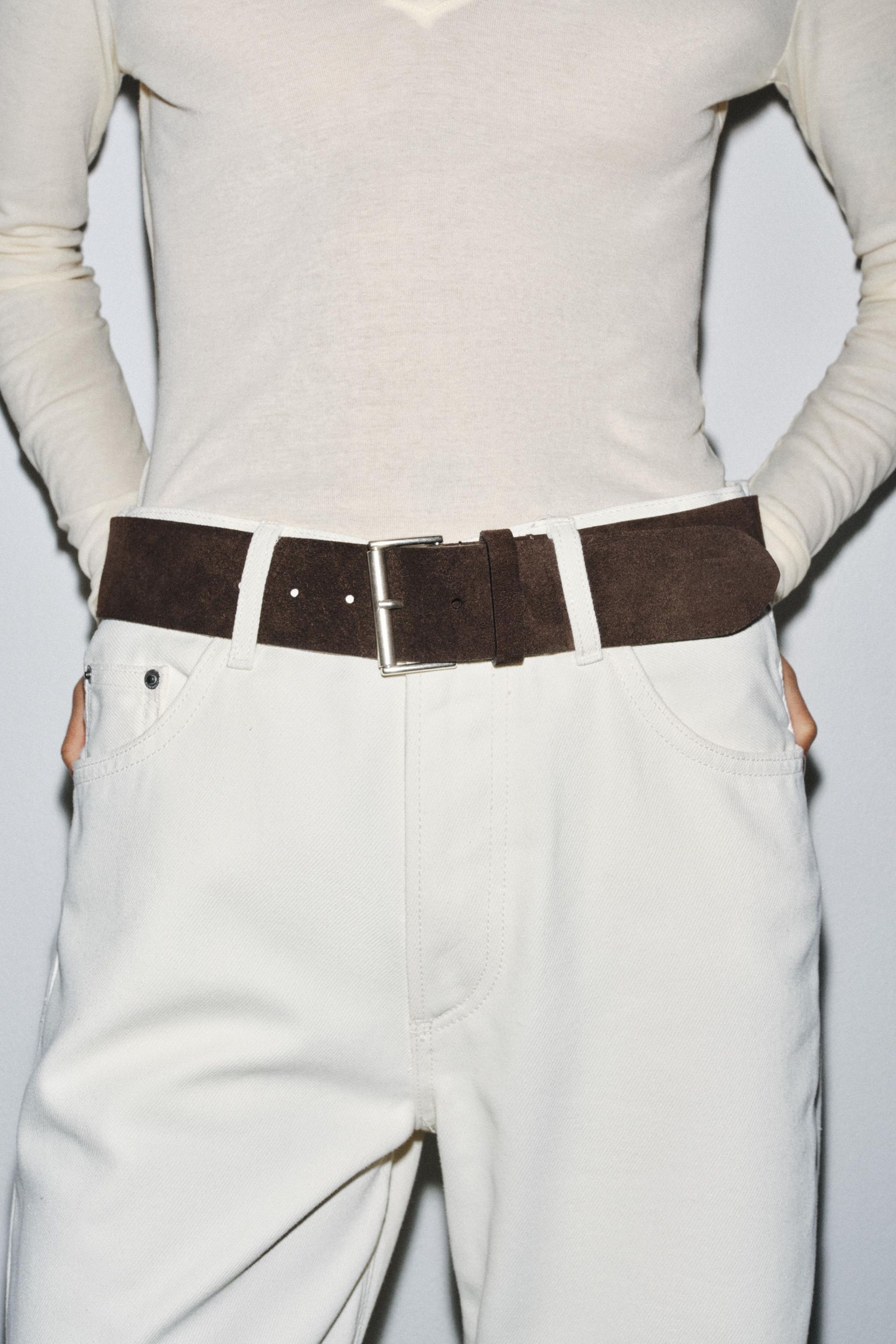 Square Buckle Split Leather Belt
