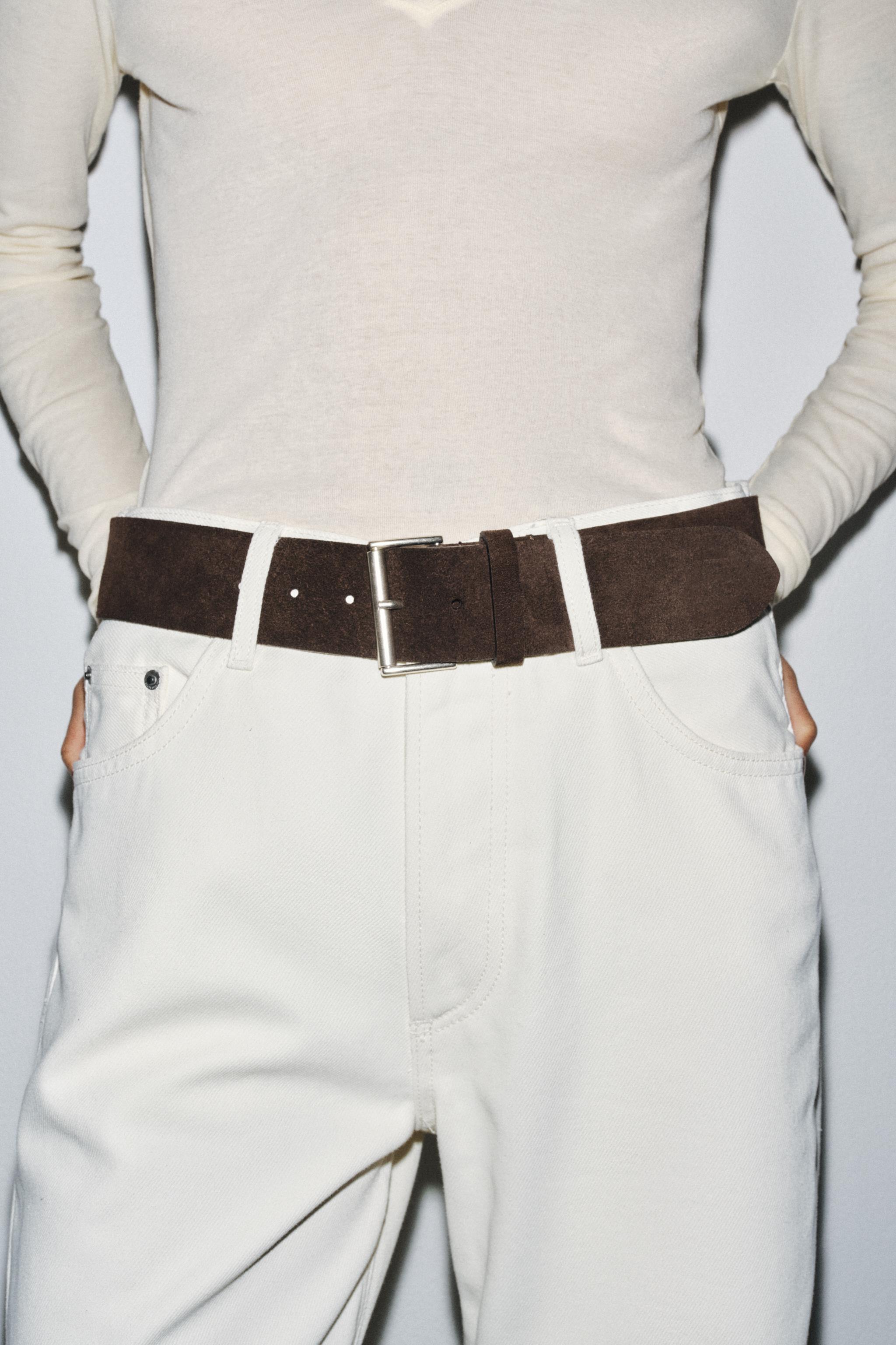 Square Buckle Split Leather Belt