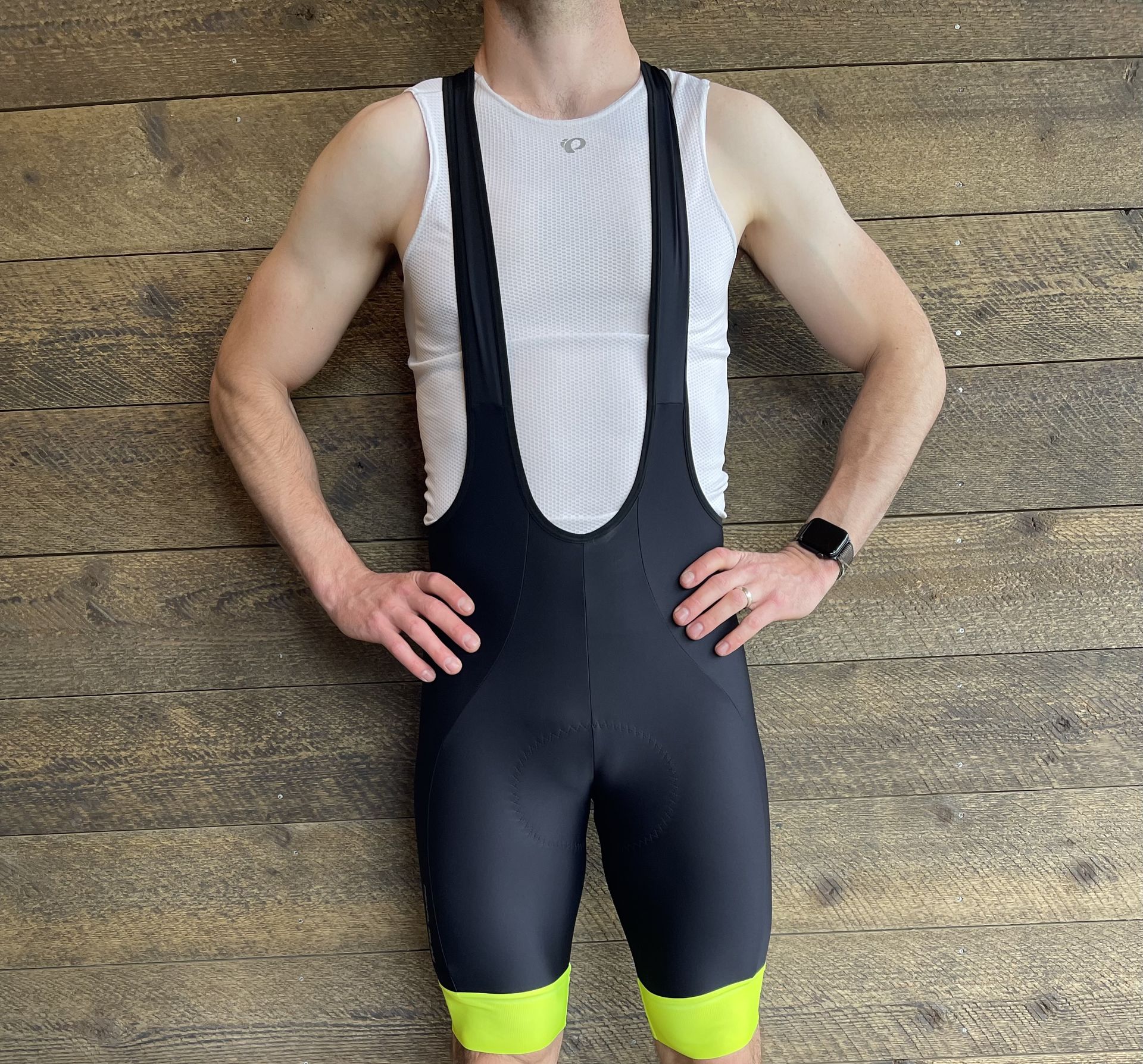Model wears PEARL iZUMi Attack Bib Shorts