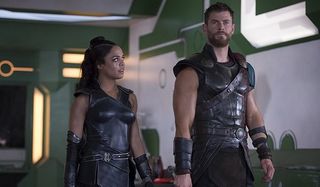 Thor: Ragnarok Tessa Thompson Chris Hemsworth Valkyrie and Thor march forth