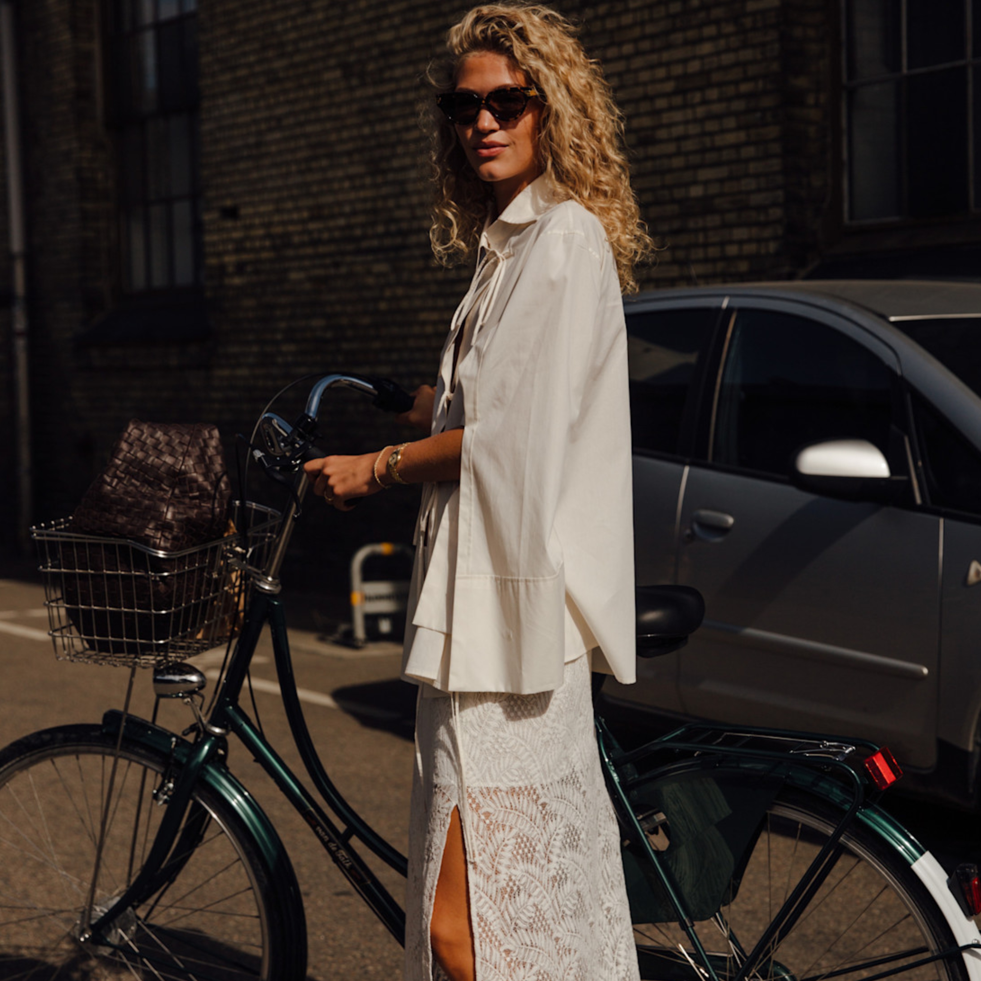 woman wearing sheer skirt and blazer