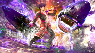 Majima summons spirit sharks to battle in Like a Dragon: Pirate Yakuza in Hawaii