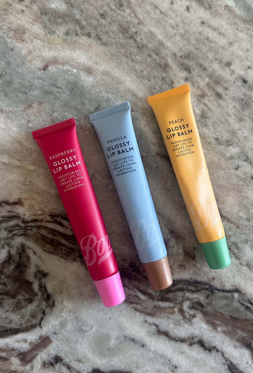 Boots Glossy Lip Balms on marble table