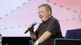 Actor William Shatner, best known for his role as Capt. James T. Kirk on Star Trek, speaks to attendees at the annual GEOINT Symposium, June 5, 2017.