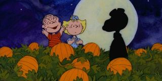 It's The Great Pumpkin, Charlie Brown Linus and Sally waiting in the pumpkin patch