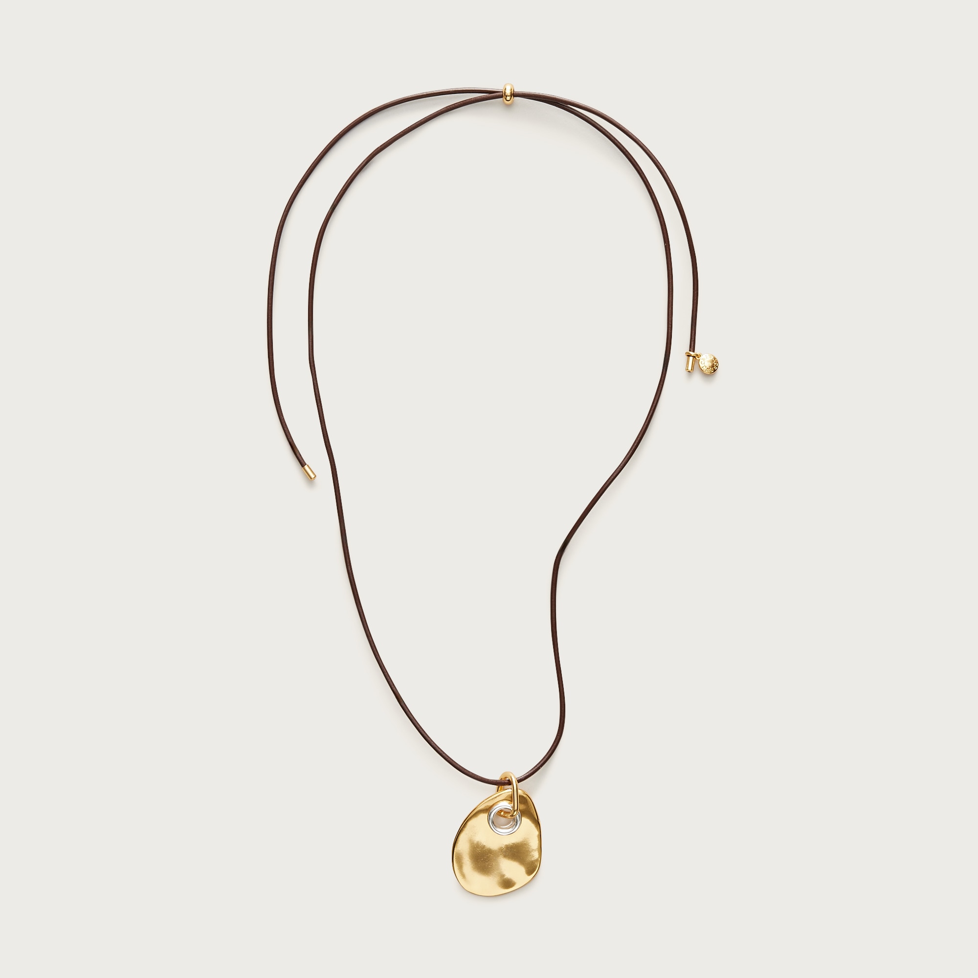 Grommet Pendant Necklace With Leather Cord