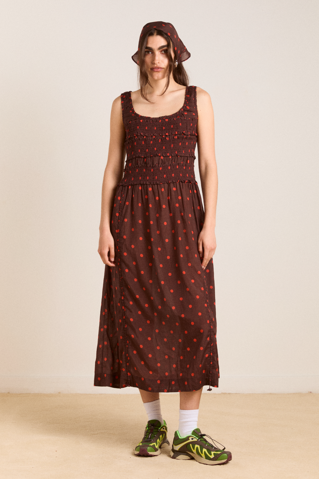 Cynthia Sheer Midi Dresses - Burgundy Attractions
