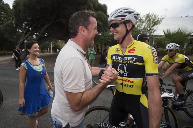 All smiles for Jack Anderson after winning Stage 1 at the Woodside Tour de Perth