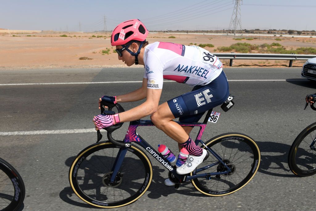 Nielson Powless (EF Education-Nippo) in the best young rider white jersey at the UAE Tour