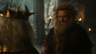 Durin IV tries to talk to his father King Durin III in The Rings of Power season 2