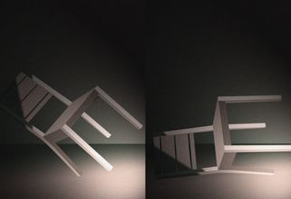Tilted and fallen chair