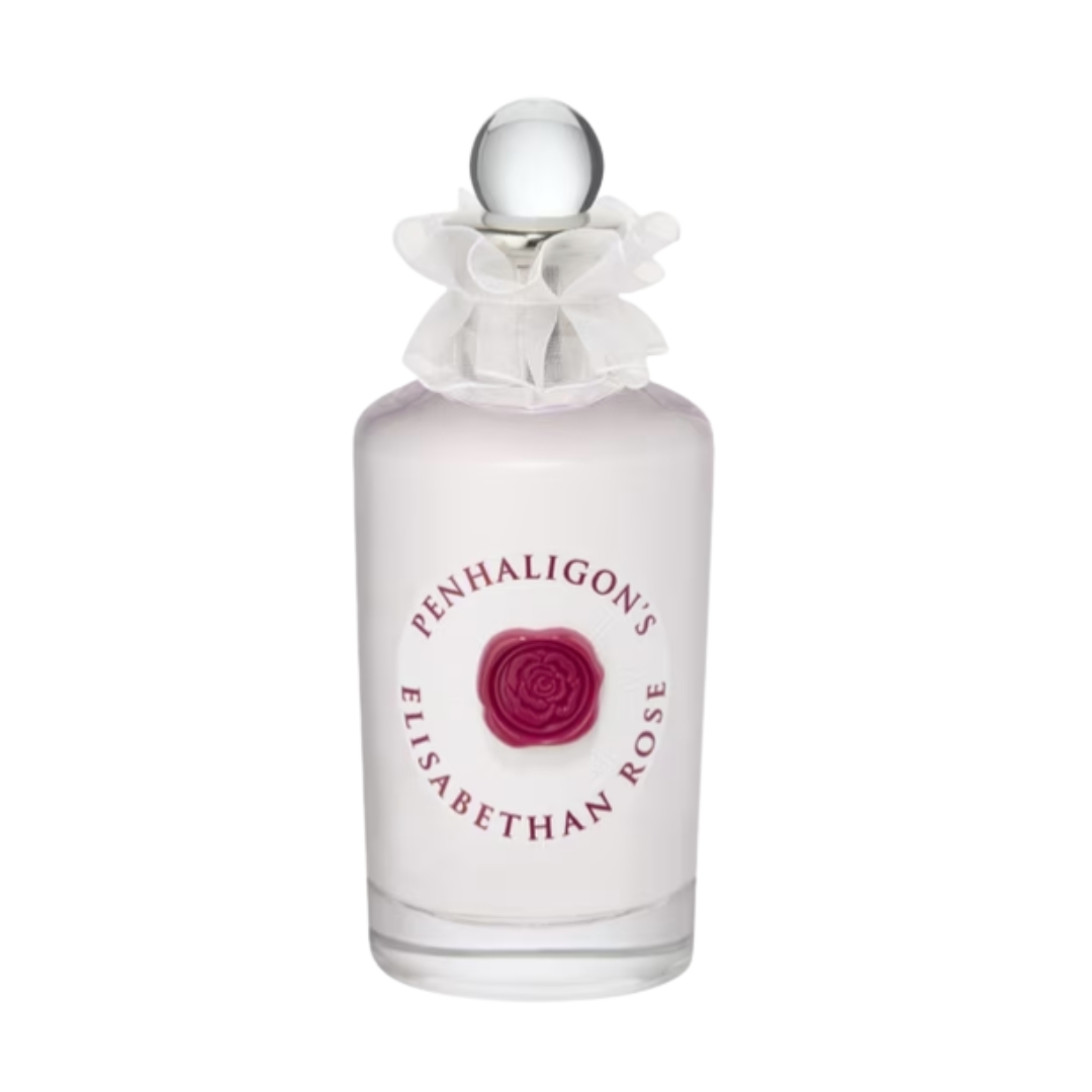 A product shot of the Penhaligon's Elisabethan Rose Eau de Parfum, on a white background