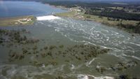 View of the Livingston Dam in Texas during a water release.
