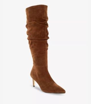 suede brown knee high boots 