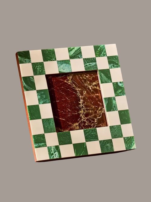 Checkered Green Resin Picture Frame
