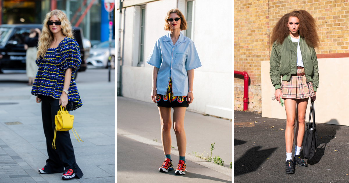 Women wearing Salomon trainers