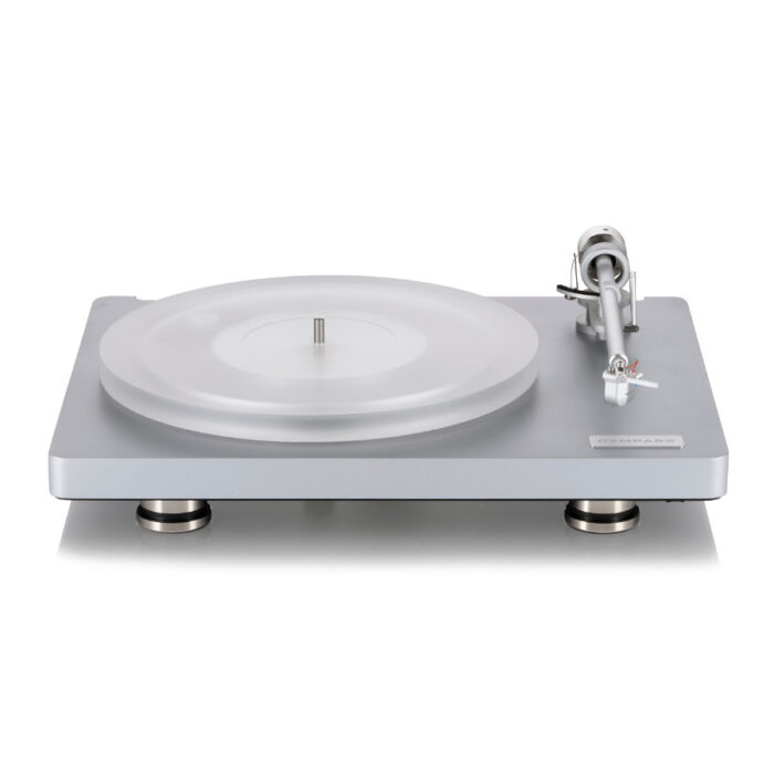 Clearaudio Compass turntable in white / grey on a white background