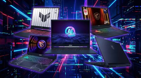 AI-Generated image of several Acer and MSI gaming laptops visualized. 