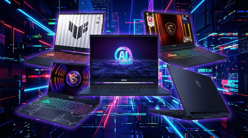 AI-Generated image of several Acer and MSI gaming laptops visualized. 