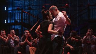 Salma Hayek Pinaul and Channing Tatum dance on stage in Magic Mike's Last Dance
