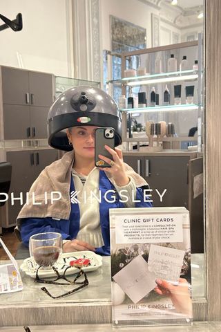 Tori getting a Philip Kingsley hair treatment