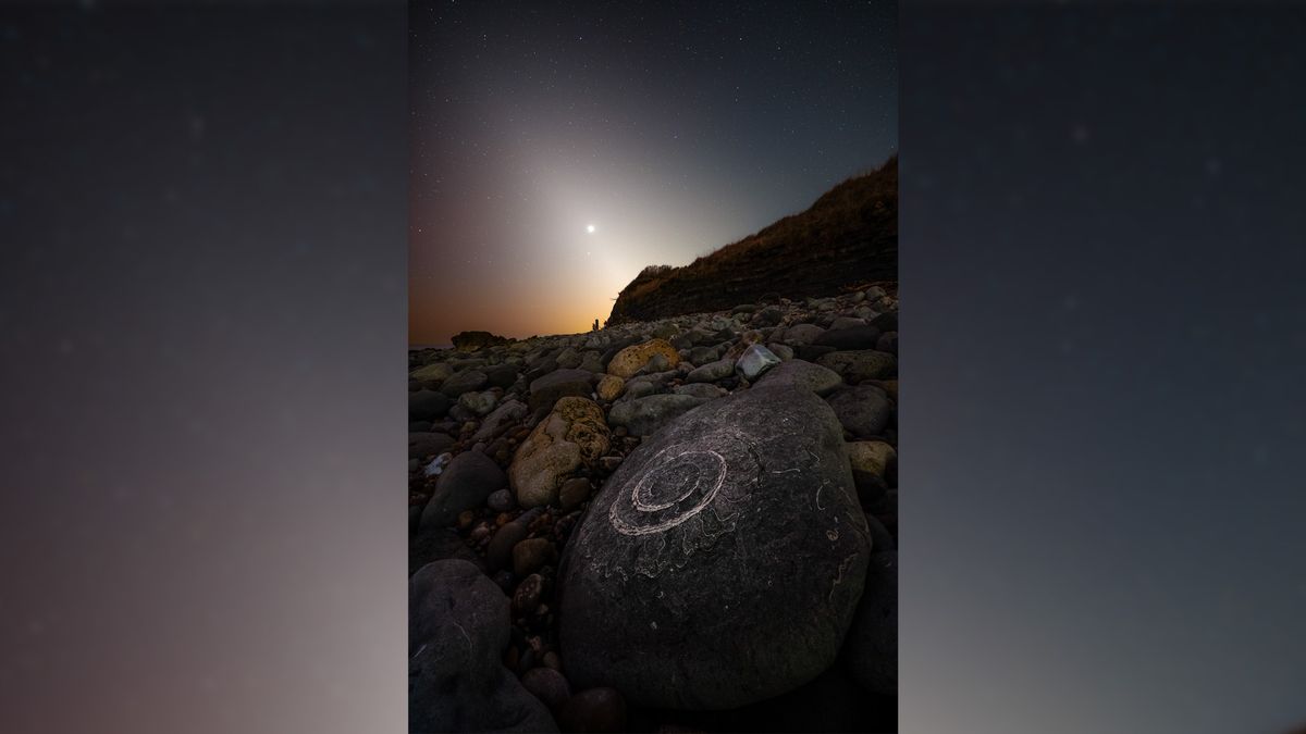 night sky above a rocky scene