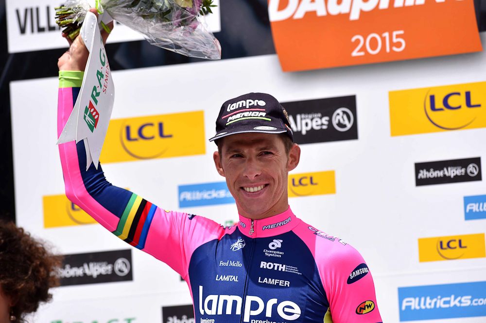 Rui Costa on the stage 6 podium.