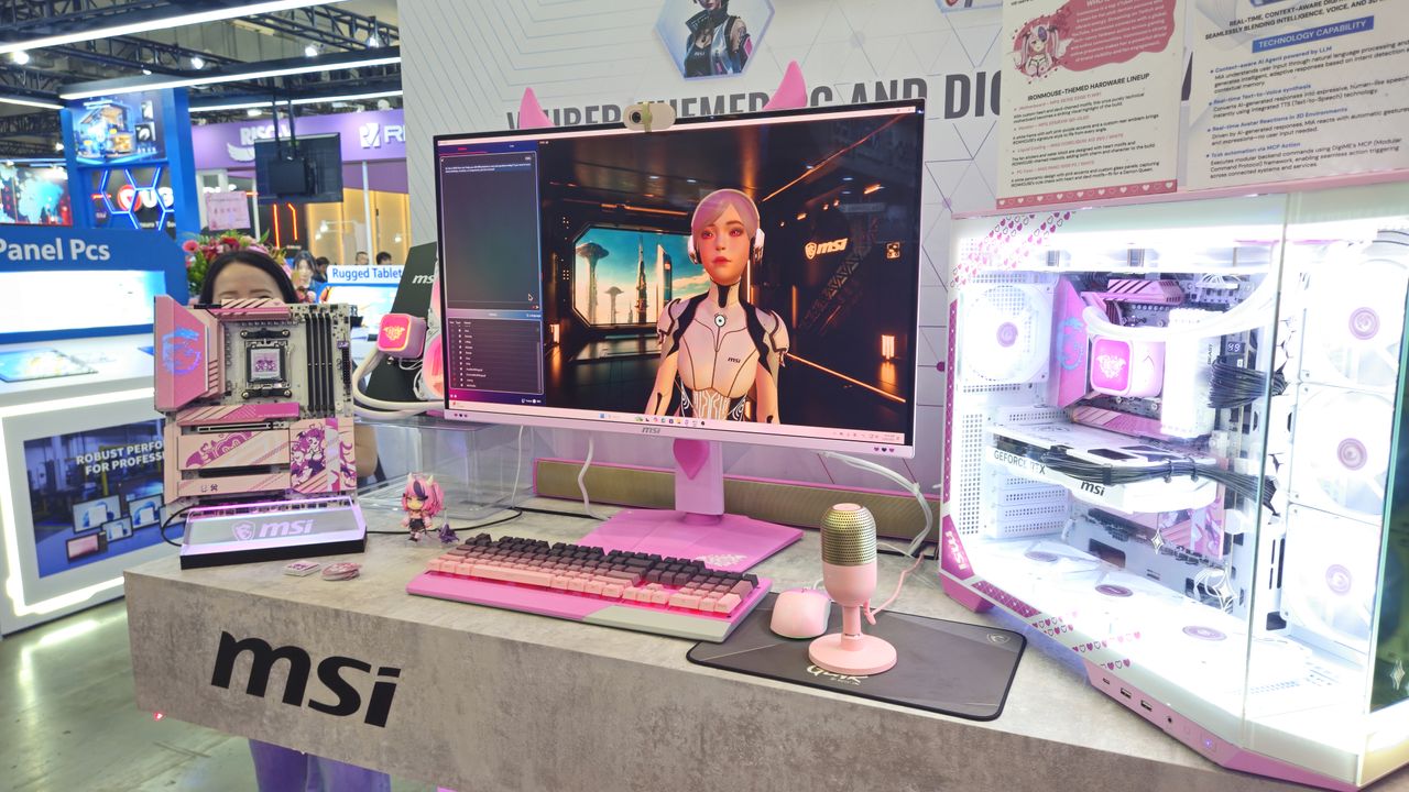 An MSI IRONMOUSE-themed gaming PC on display at Computex 2025