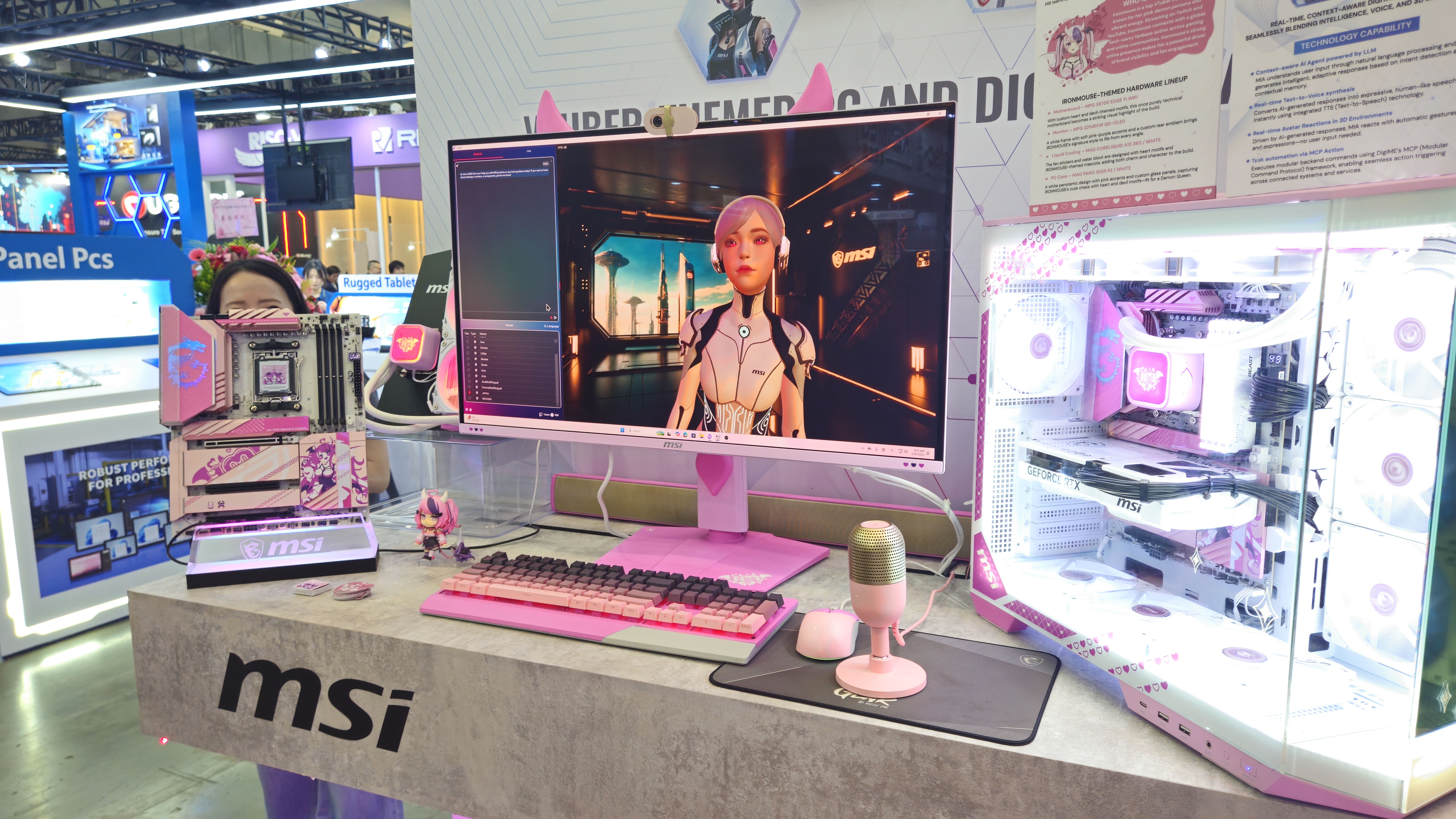 An MSI IRONMOUSE-themed gaming PC on display at Computex 2025