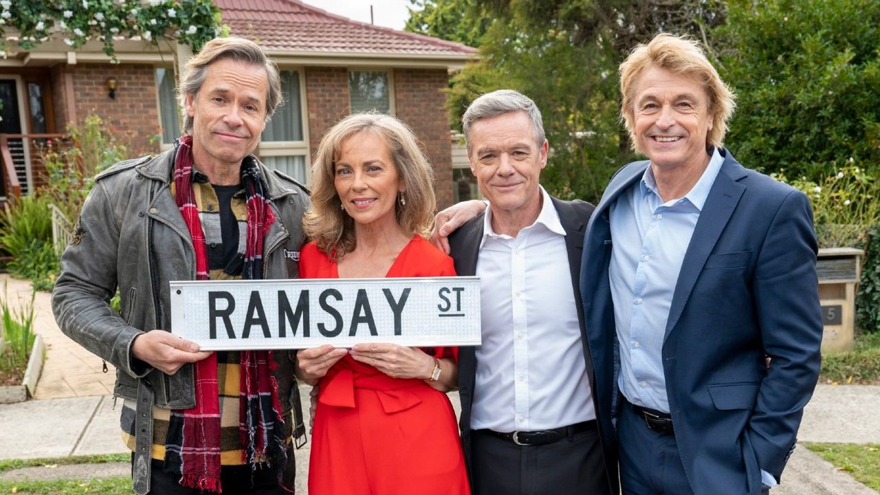 Nostalgia in spades: Guy Pearce, Annie Jones, Stefan Dennis and Peter O’Brien 