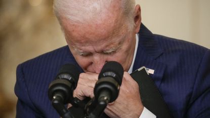 Joe Biden addresses the press following the attacks on Kabul