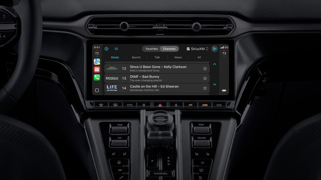 A car interior showing Apple CarPlay Ultra