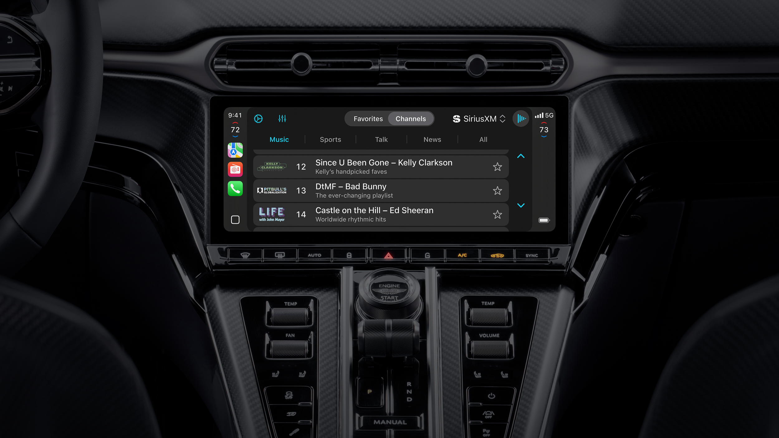 A car interior showing Apple CarPlay Ultra